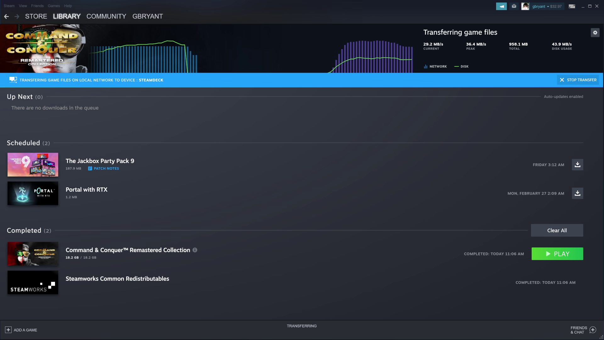 The PC Steam Client downloads page.